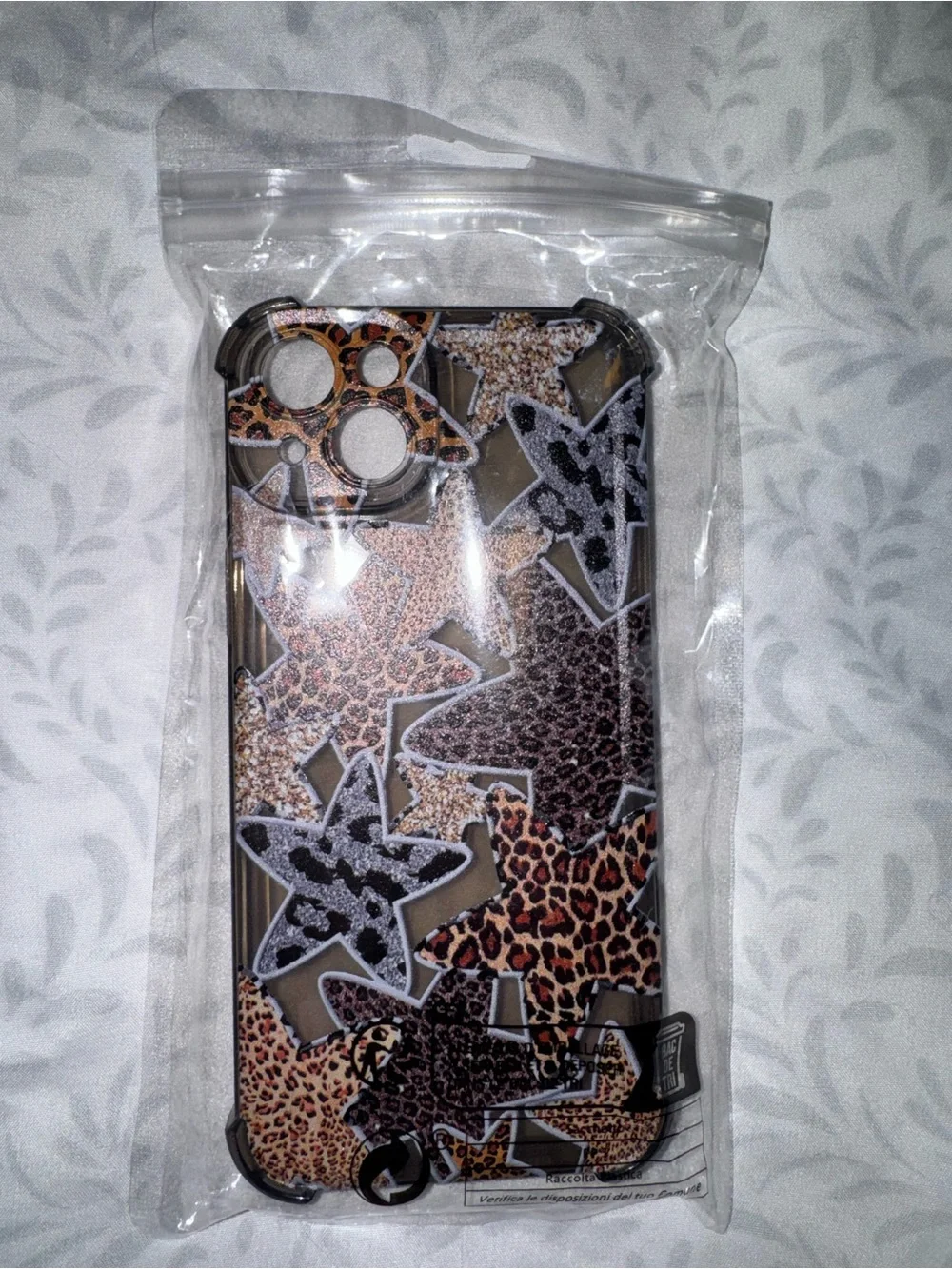Leopard Star Print Clear Phone Case - Brown